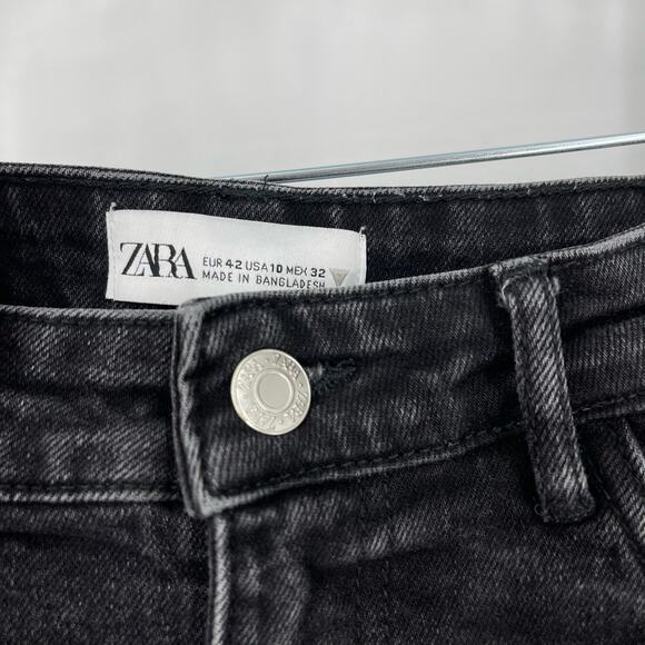 Zara Black High Waisted Jean Cut Off Shorts Size 10 - Picture 3 of 5